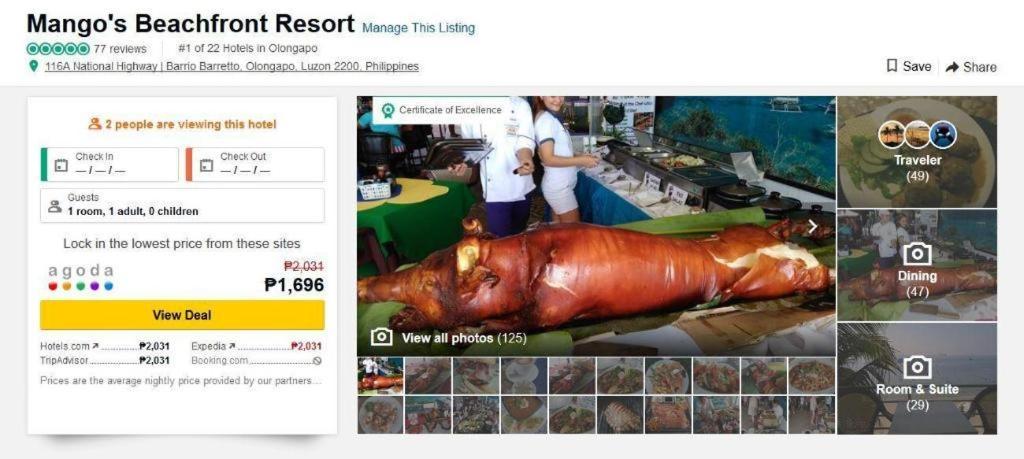 แมงโกส บีชฟรอนต์ รีสอร์ต Hotel โอลองกาโป ภายนอก รูปภาพ